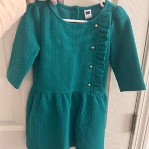 Janie and Jack Teal Dress with Gold Accents